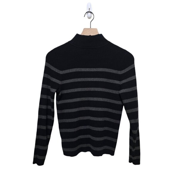 Lauren Ralph Lauren Black & Gray Striped Turtleneck Sz PM - Picture 4 of 7